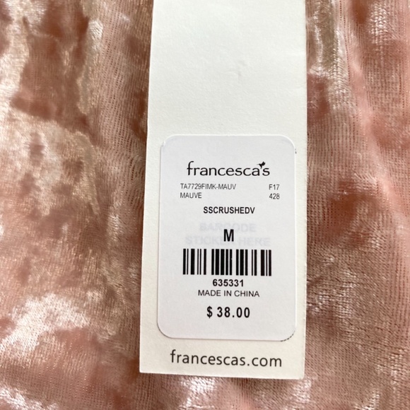 NWT Velvet Pink Top from Francesca’s Size Medium - Picture 16 of 16